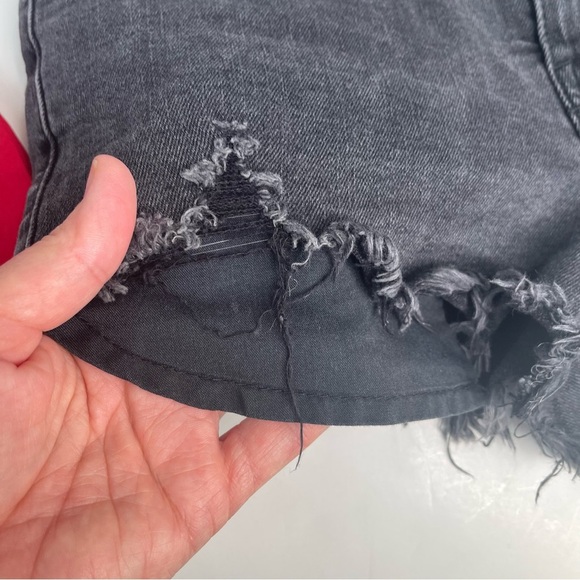 Mossimo High Rise Jean Short Ripped Fray Hem Black Washed - Picture 6 of 13